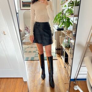 COS Black Leather Mini Skirt